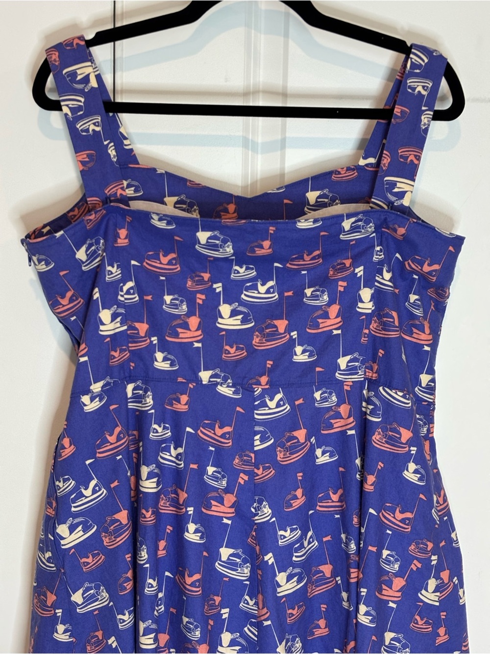Bea & Dot ModCloth Purple Bumper Car Print Sleeveless Fit Flare Dress 1X - Picture 7 of 10
